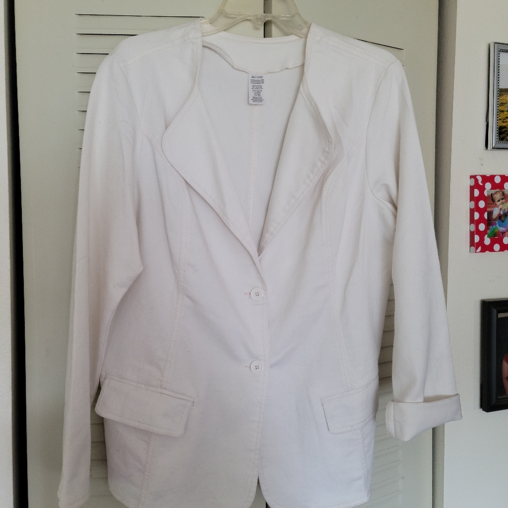 Women's White Cotton Denim sport's Coat